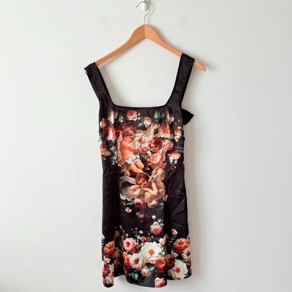 Urban Outfitters UO Bri Double Bow Sleek Satin Mini Dress Size Small - Picture 4 of 10